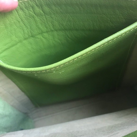 SOLD!! Hans Koch Ltd Soho NY leather bag 1 of a kind lime  green blue rare VINT… - Picture 13 of 16